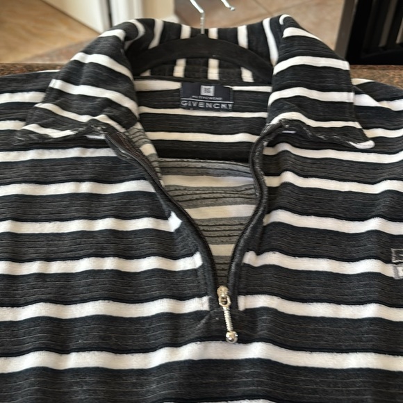 GIVENCHY MEN’S/LADIES BLACK GRAY WHITE VELOUR HALF ZIP SHIRT-VINTAGE - Picture 6 of 9
